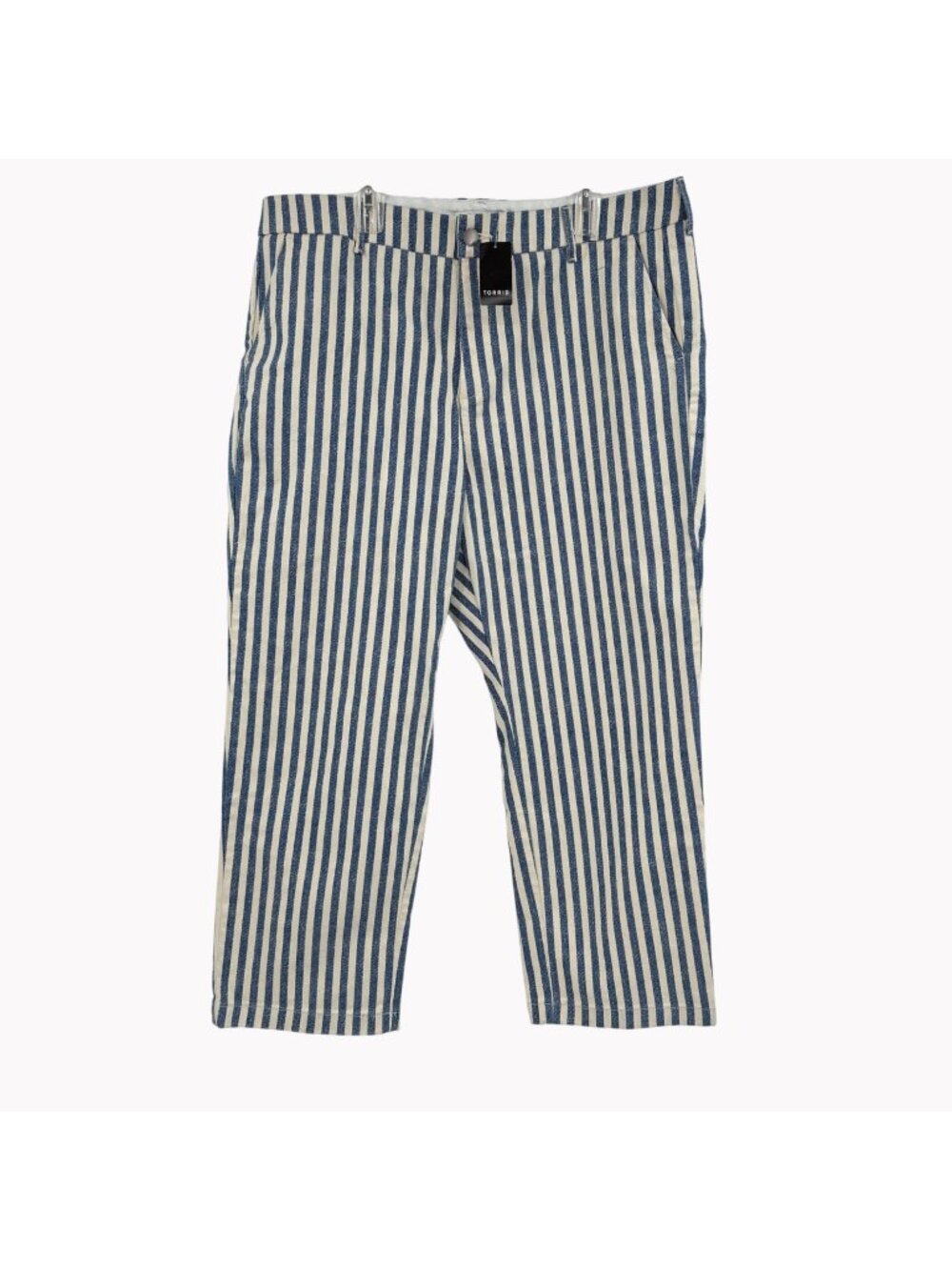 Belle Isle By Torrid Size 16 Blue White High-Rise Striped Pleated Trouser Jeans